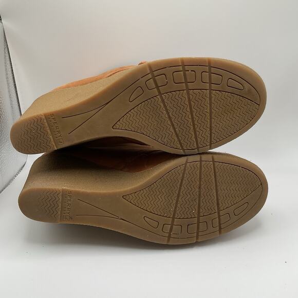Sperry‎ Top Sider Ankle Boots Womens 7.5M Brown Leather Wedge Booties Lace Up - Picture 14 of 15